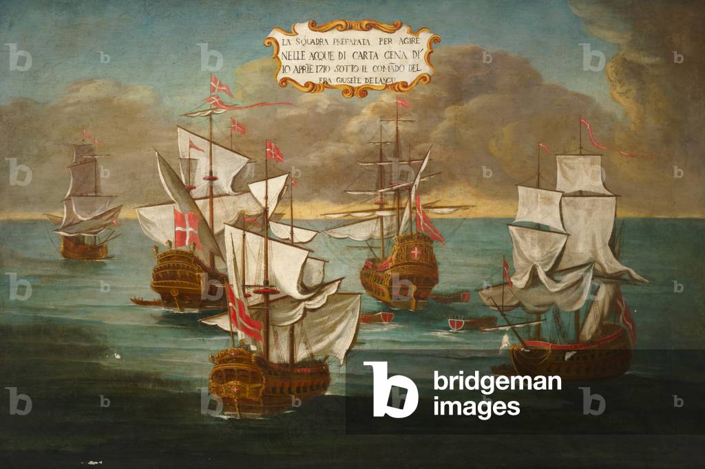 A Squadron of the Order, under the command of Frere Giuseppe de Langu, preparing to fight, off Carthage (oil on canvas)