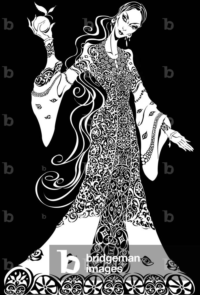 The Tsarevna' , from Stravinsky's 'The Firebird', tidied version of b/w file image, 2005 by Neale Osborne