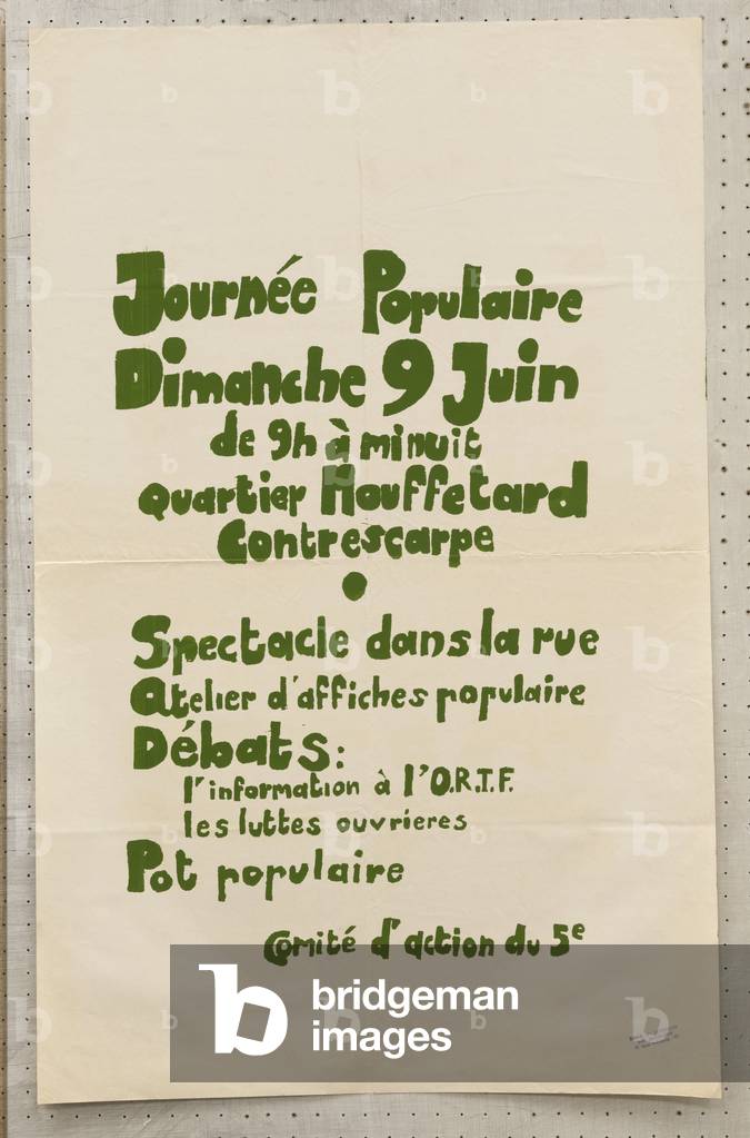Poster, France, May 1968: Popular Day, Sunday in June, Mouffetard district, popular pot, 1968 (poster)