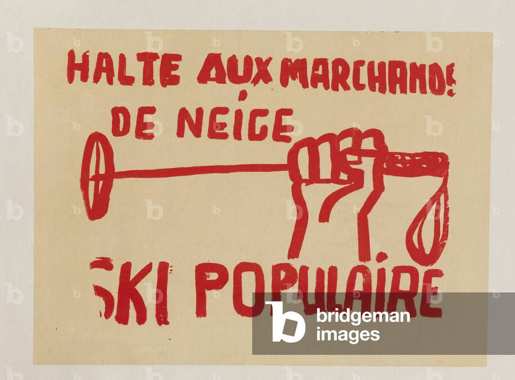 Poster, France, May 1968: Stop the snow merchants Popular skiing, 1968 (poster)