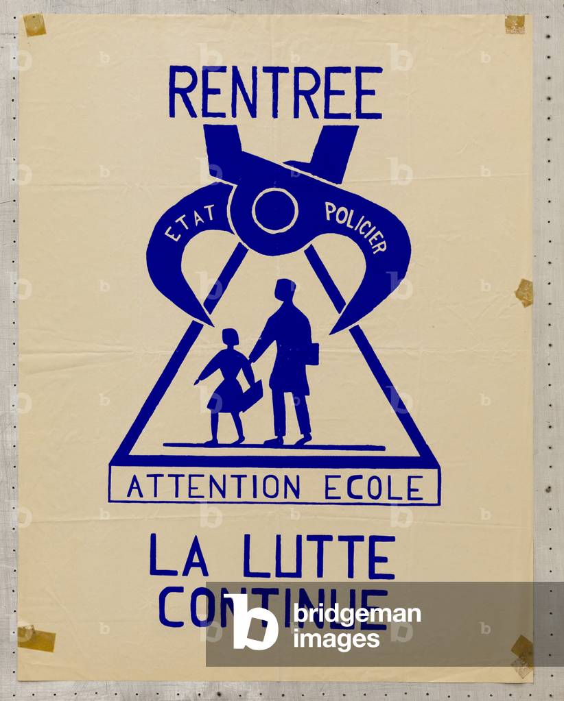France - Poster May 1968 - Poster, France, May 68: Attention school, rent the struggle continues. Serigraphy 65x50 cm