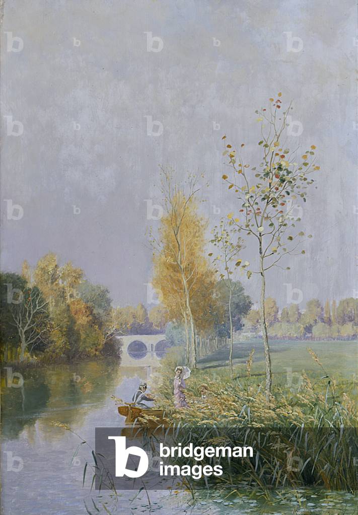 People in a river landscape, 1879 (oil on canvas)
