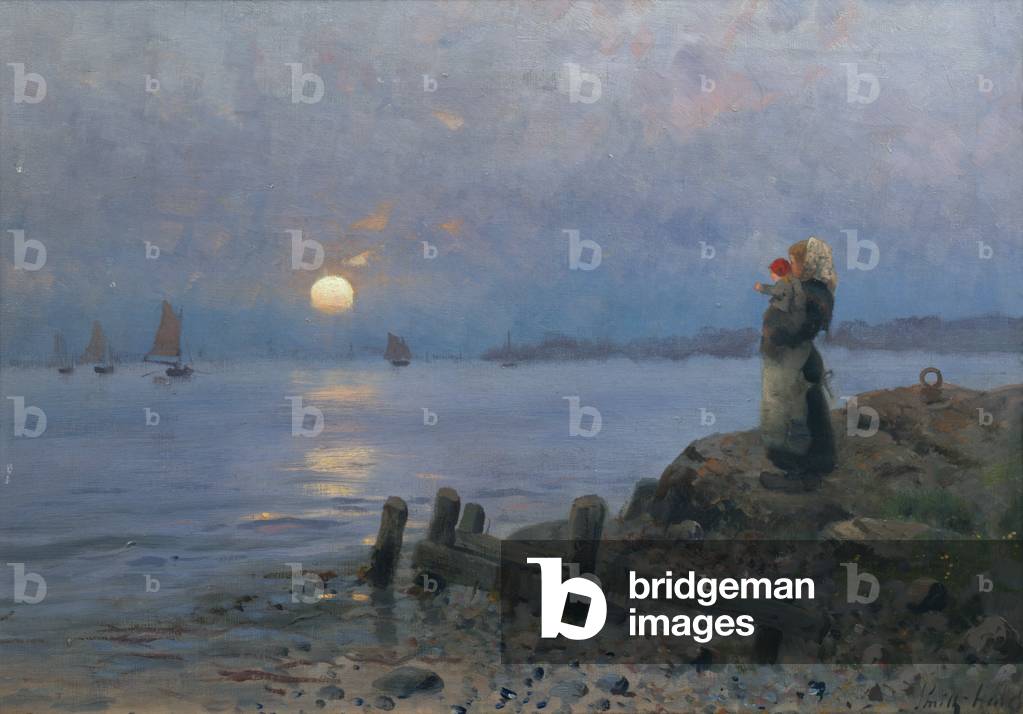 Woman and child at the beach