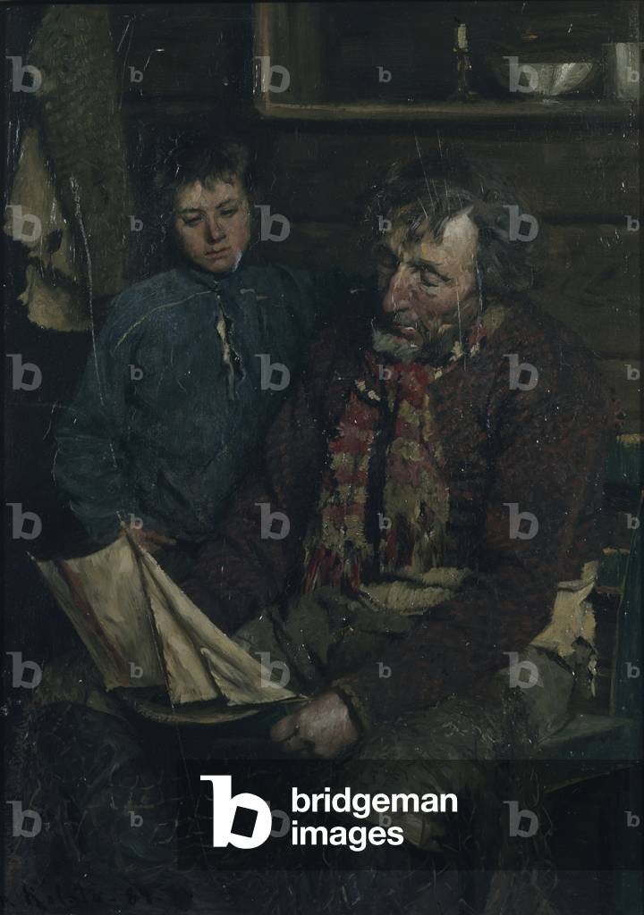 Fisherman and his son, 1884 (oil on canvas)