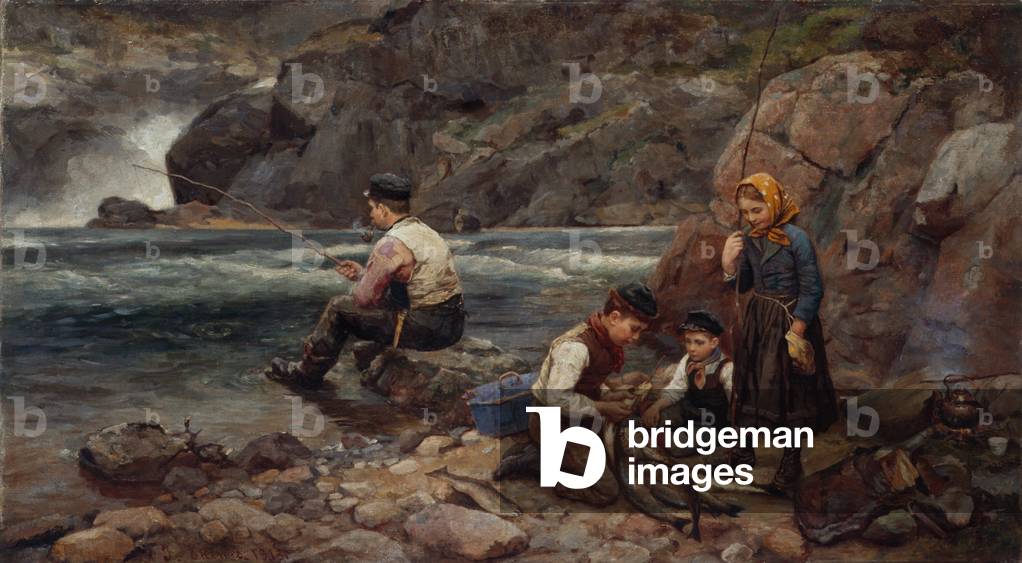 Fisherman and children, 1913