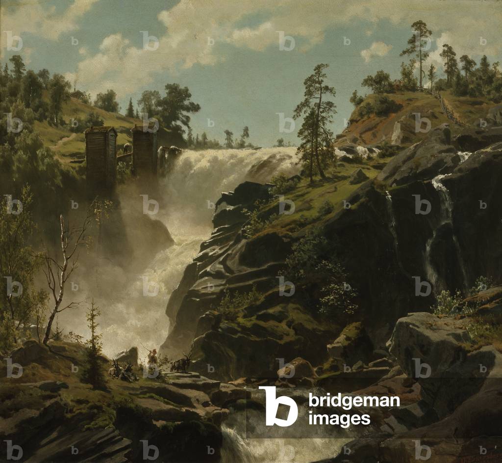 Landscape with waterfall, 1858 (oil on canvas)