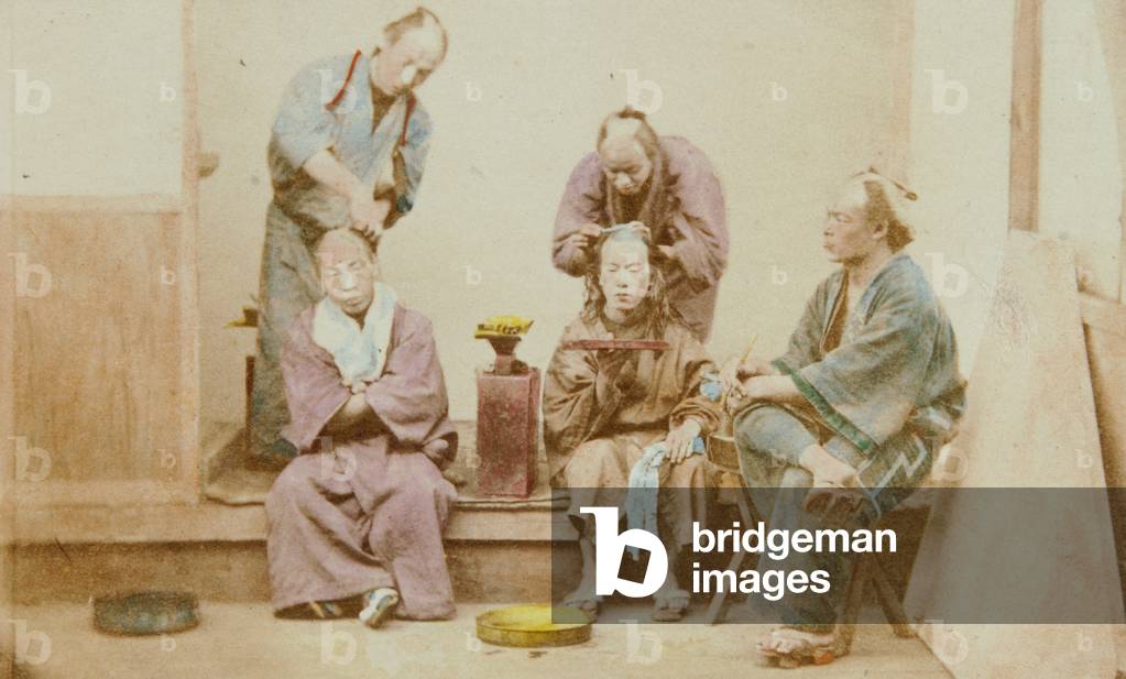 Hairdressers for men, c.1870 (photo)