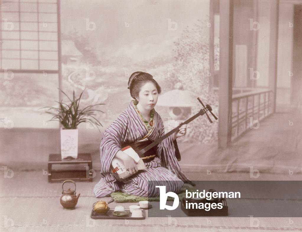 Woman Playing Shamisen, 1885-1900