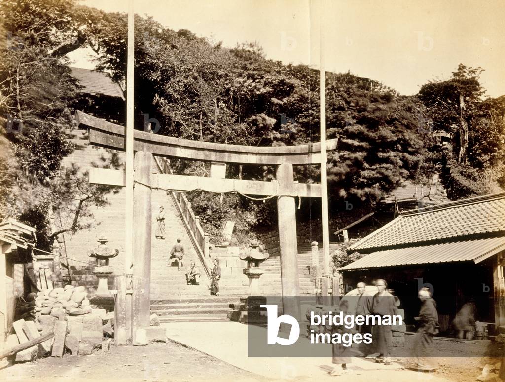 Stone steps at Mt. Atago, Tokyo, c.1870