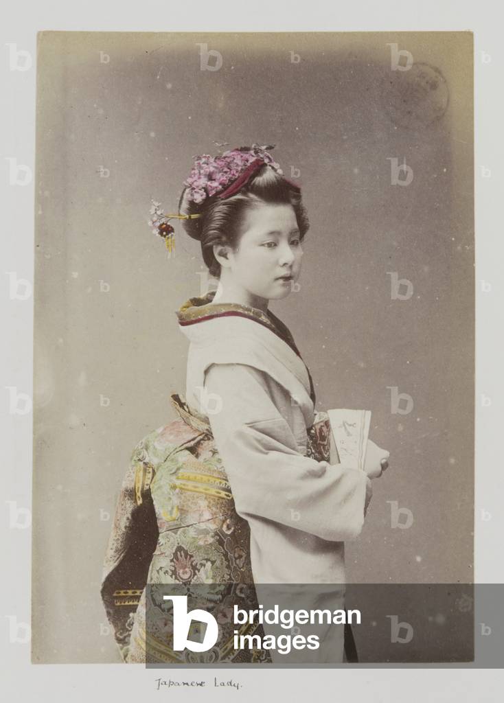 Japanese Lady, 1885-1900 (hand coloured photo)