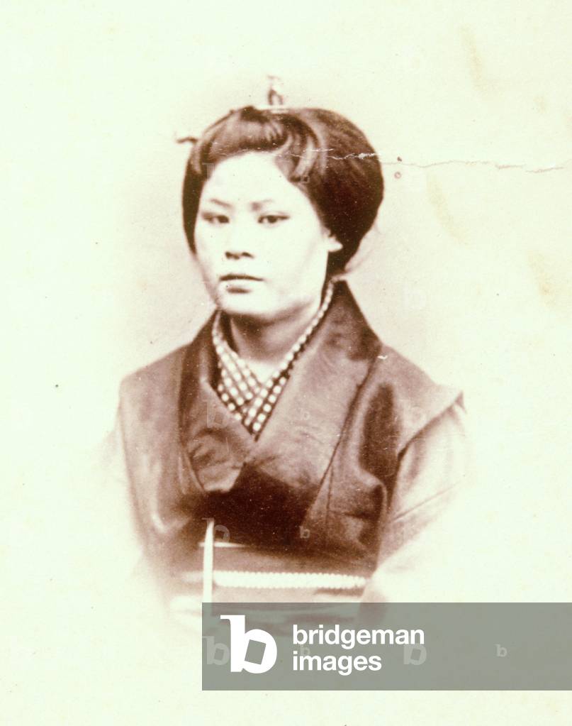 Woman, Vignetted Studio Portrait, 1863-1868 (b/w photo)