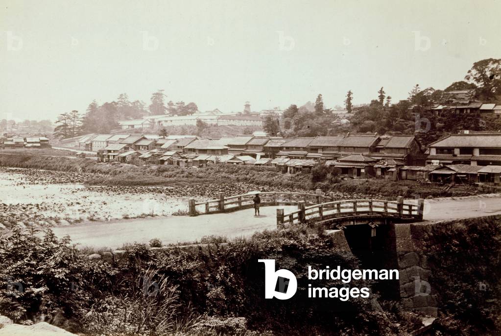 Distant view of Owari's Estate, Tokyo, c.1872