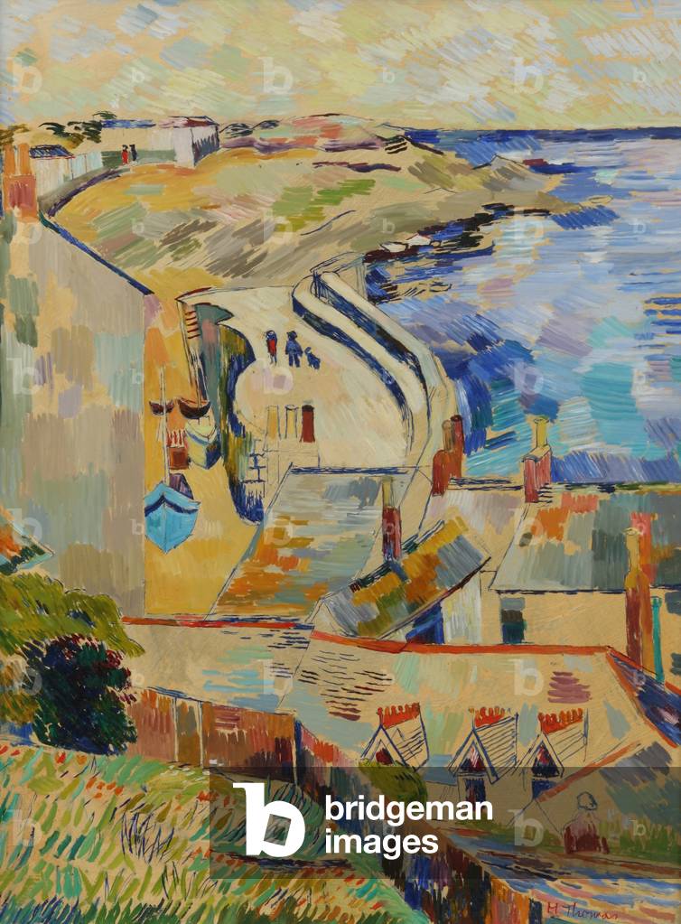 Image de Peinture représentant Houses and Harbour Wall, 1984 par Martina Thomas