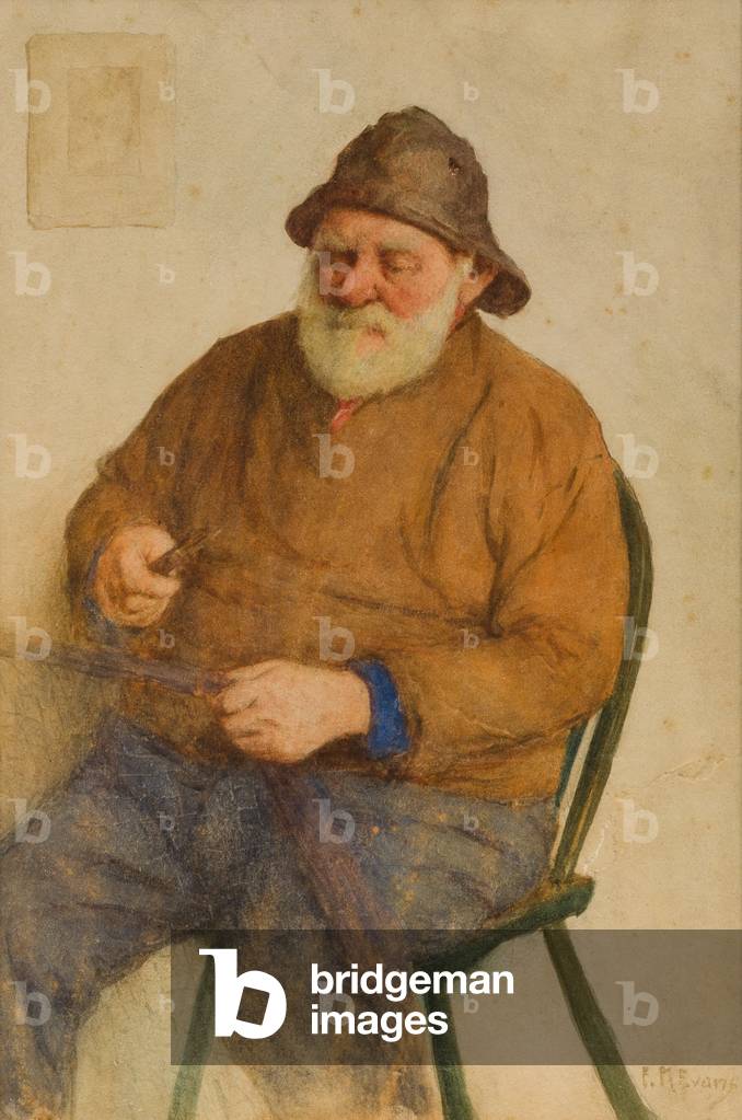 Fisherman Mending Nets (w/c on paper)