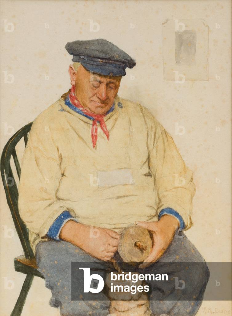 Fisherman Threading Corks (w/c on paper)