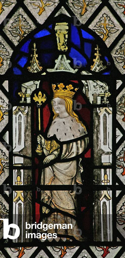 Window Sa depicting a queen? - Philippa? - or Henry VI? (stained glass)