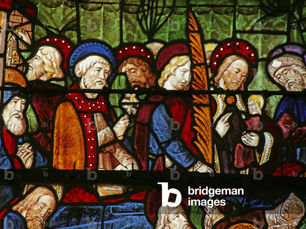 Window depicting Apostles at the Death of the Virgin (stained glass)