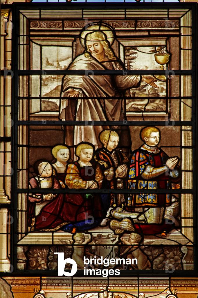 Depicting St John and five of the sons of anne de Montmorency
