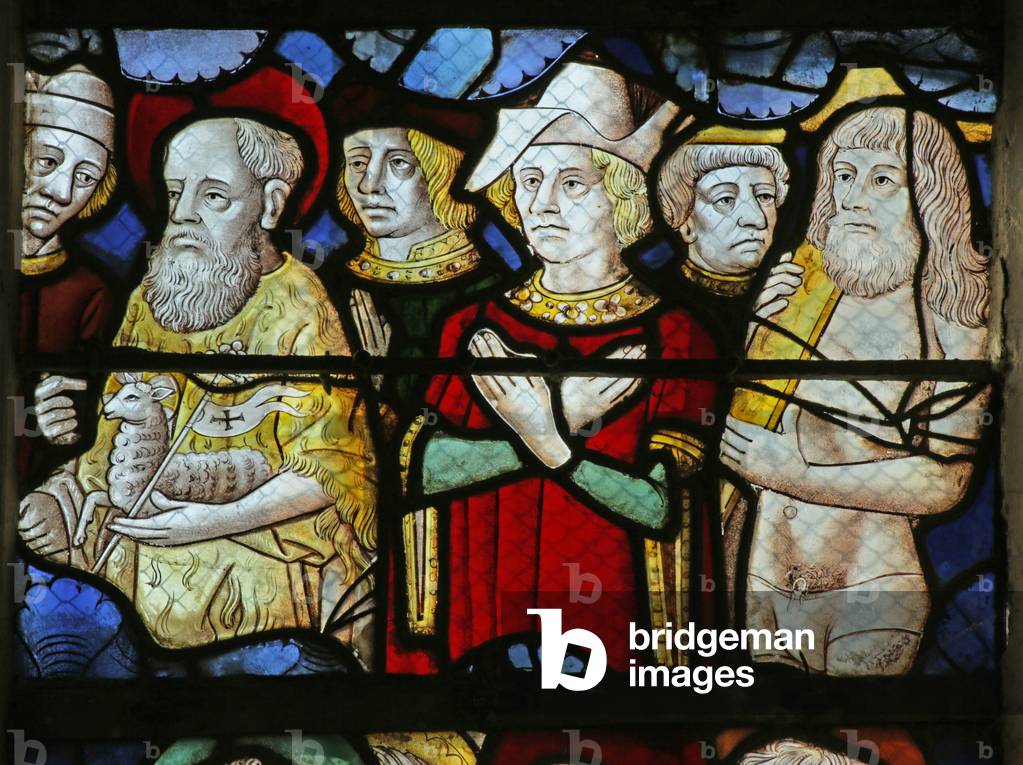 Detail of the window depicting people at the Second Coming of Christ, 1470-1500 (detail of 2921838) (stained glass)