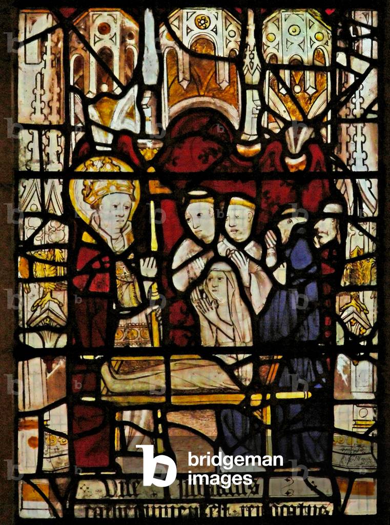 Window Nw depicting St Martin revives a deceased person (stained glass)