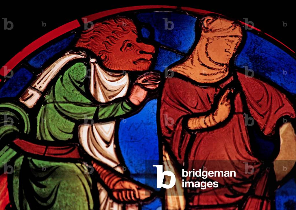 Depicting a devil and a woman, ex Ste Chapelle, bay D (stained glass)
