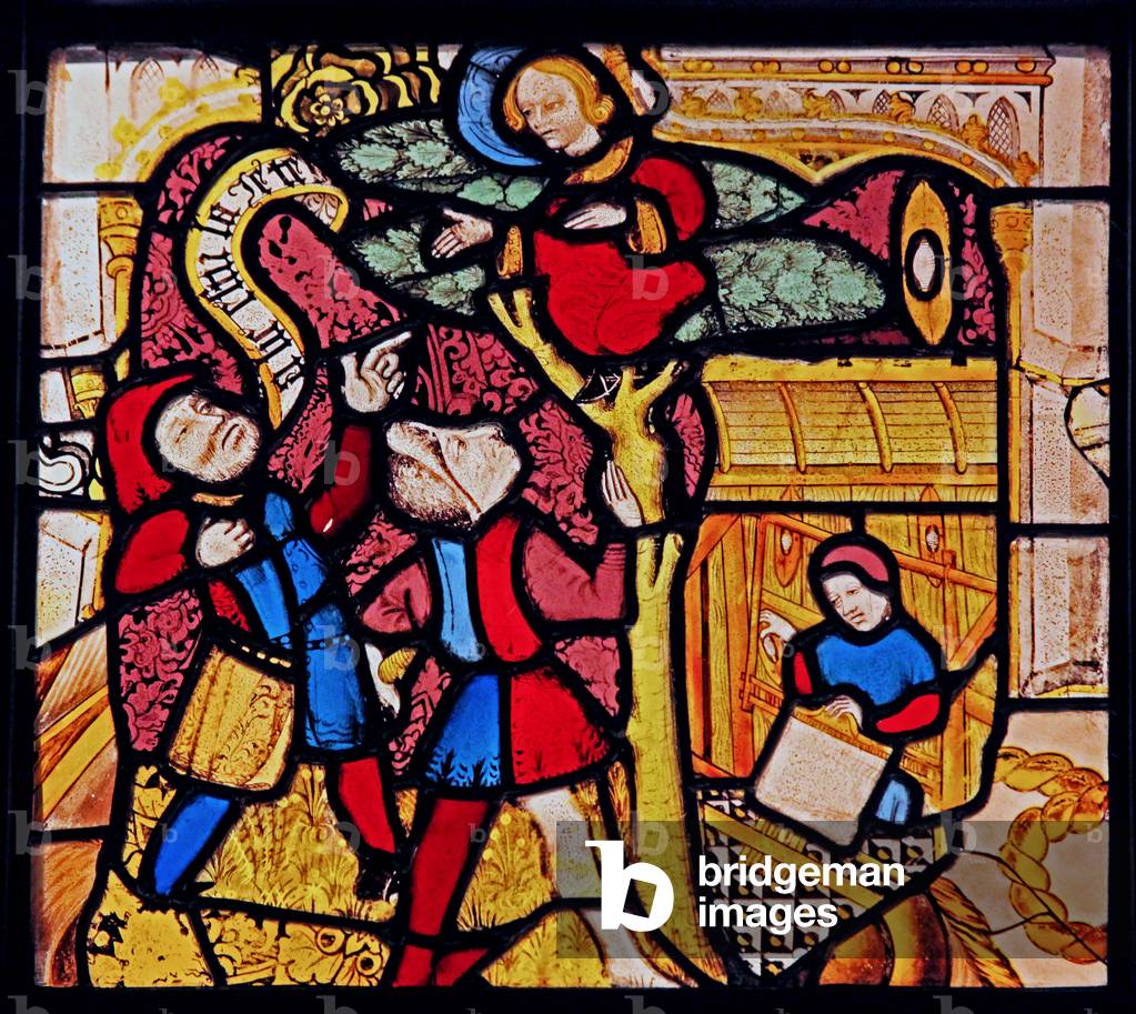 Depicting a scene from the life of St Lie, ex Hotel Dieu, Provins (stained glass)