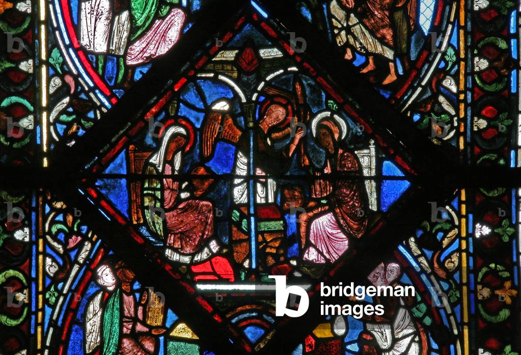 Window w2 depicting the Annunciation (stained glass)