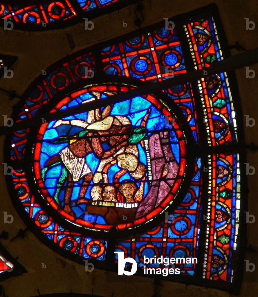 Window Ww depicting the Last Judgement: the Mouth of Hell receives the souls of the damned (stained glass)