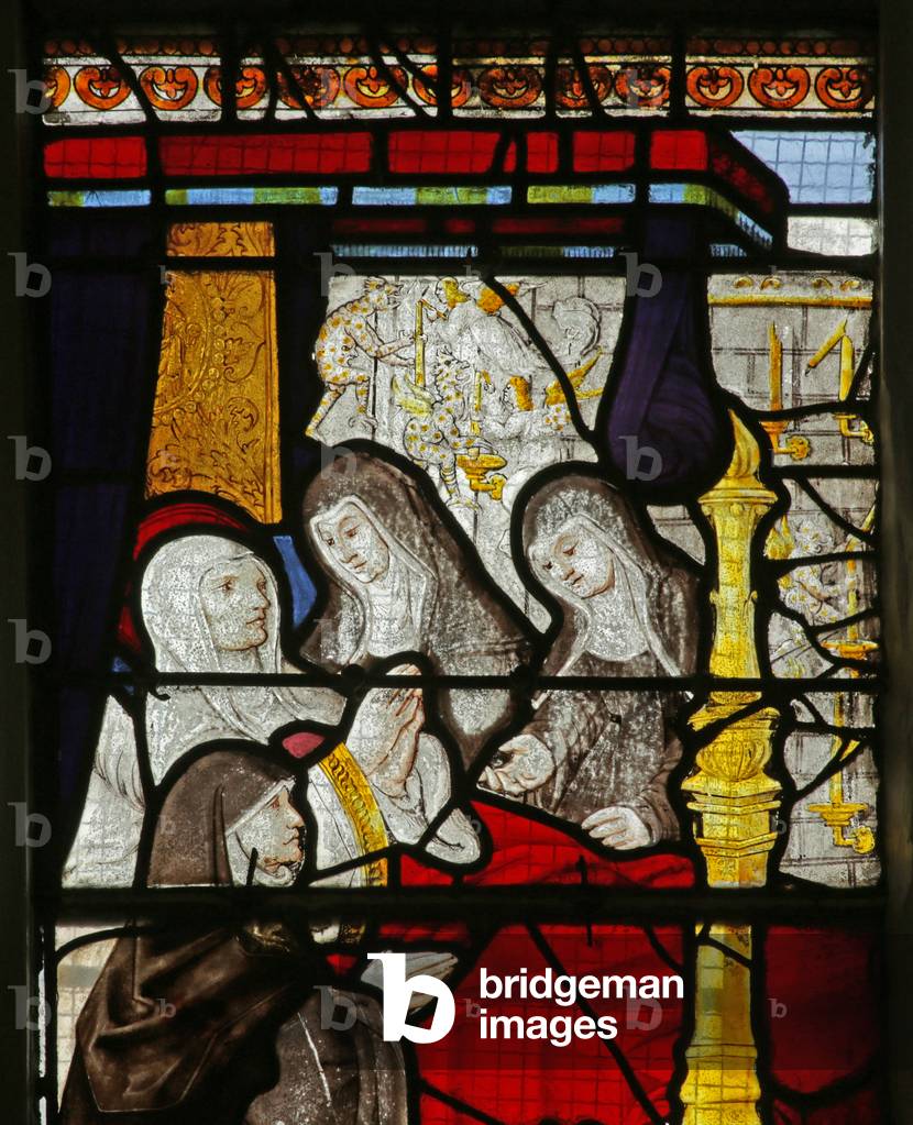 Window depicting Angels and Demons at the Death of Saint Genevieve (stained glass)