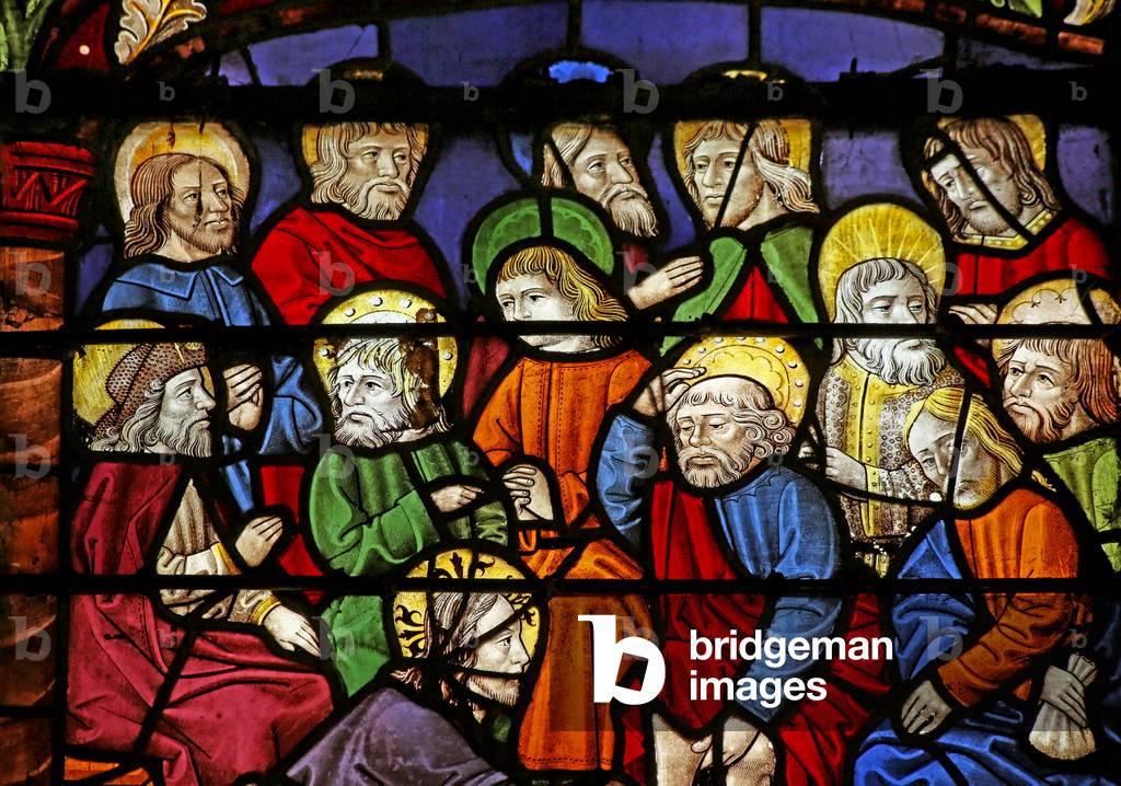 Christ washes his disciples' feet  (stained glass)