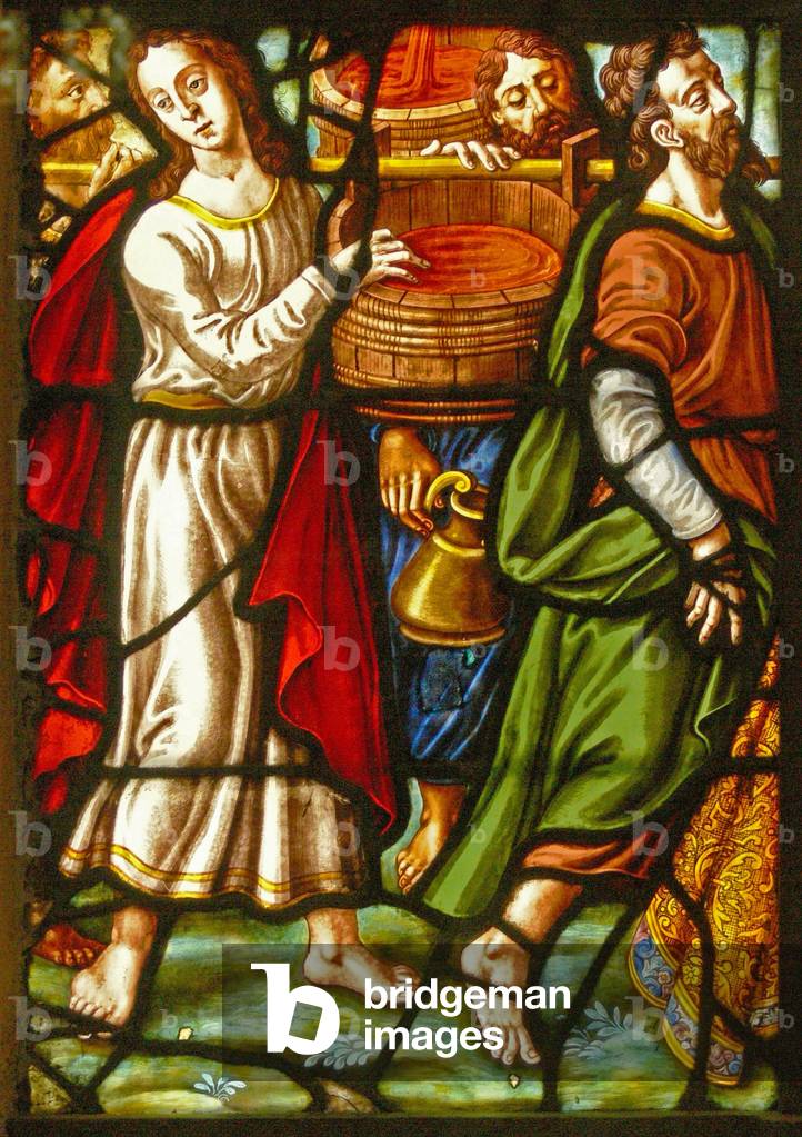 Window in the Charnier (w.11) depicting a Detail from the Mystic Wine Press (stained glass)