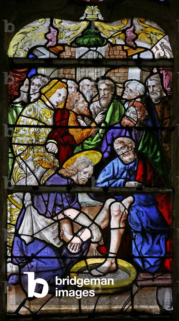 Window w1 depicting Christ washes His disciples feet (stained glass)