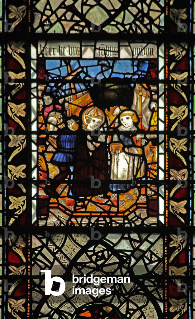 Window w58 depicting a scene from the story of St Thomas Becket - an embarkation scene (stained glass)