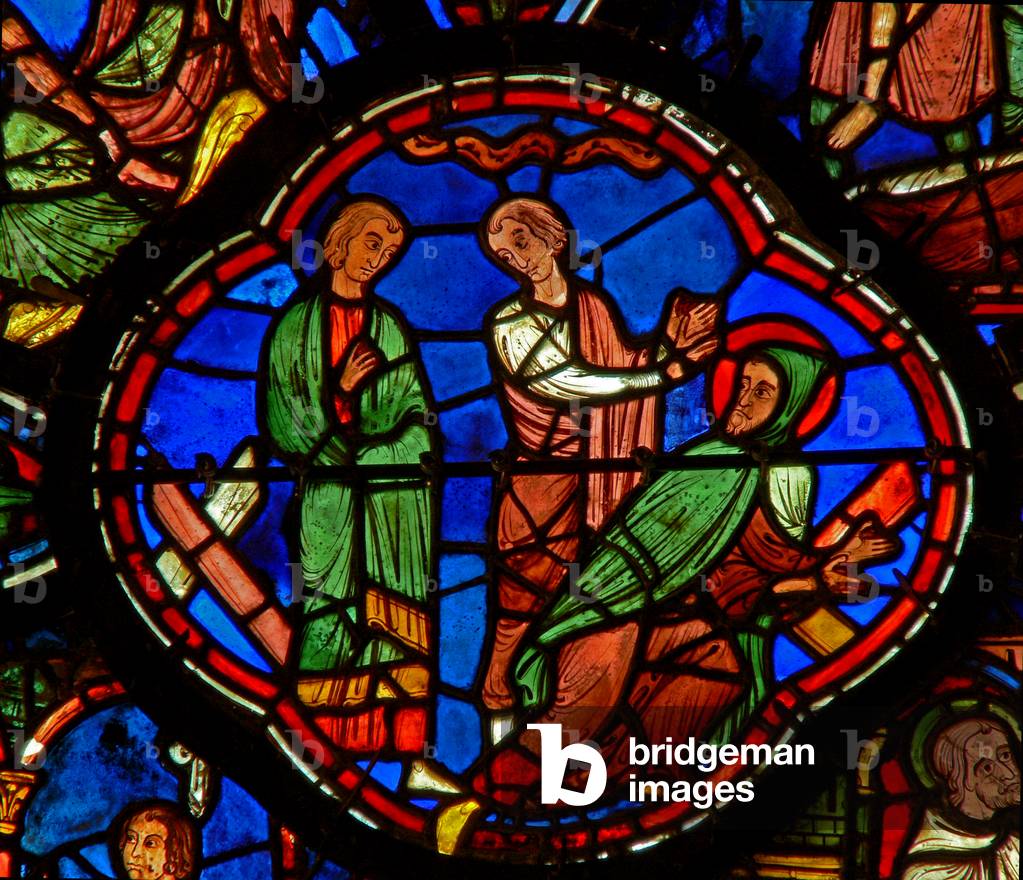 St Anthony on the ground (w30b) (stained glass)