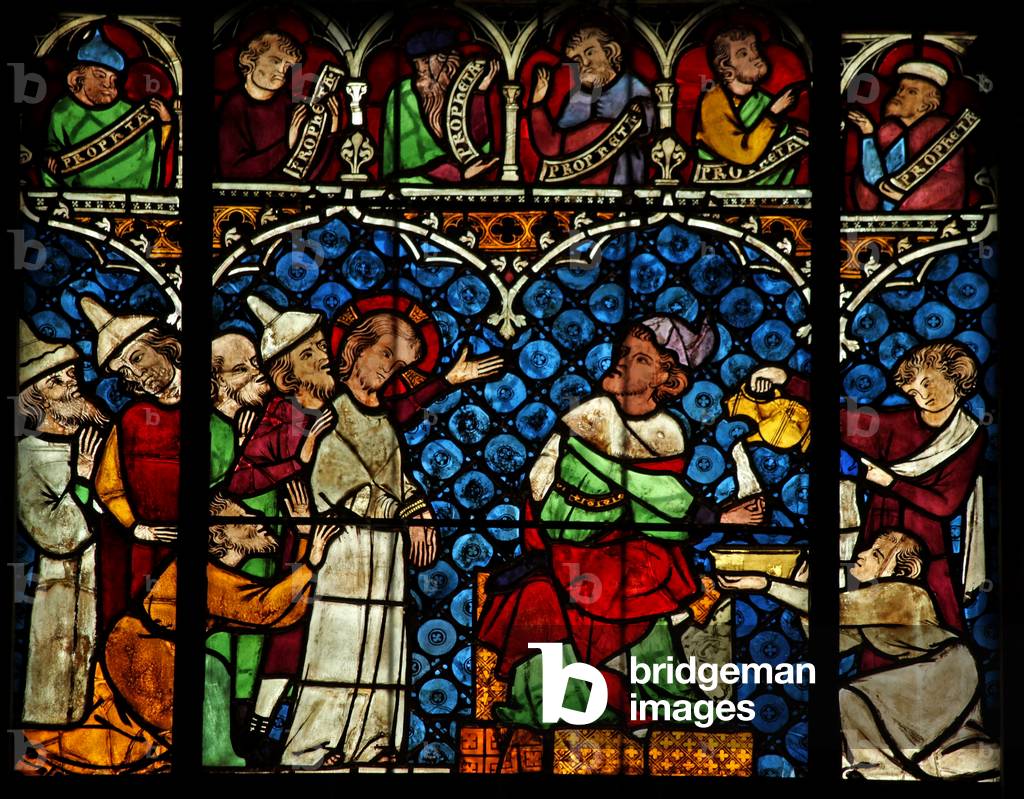 Window w12 depicting Jesus before Pilate (stained glass)
