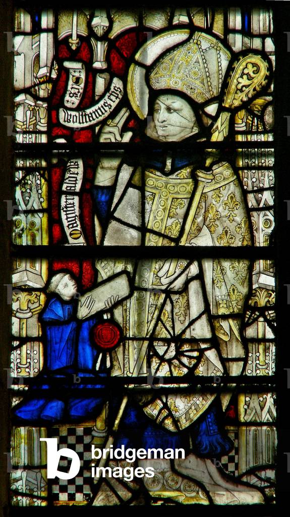 Window Clsty N3 depicting St Wulston (stained glass)