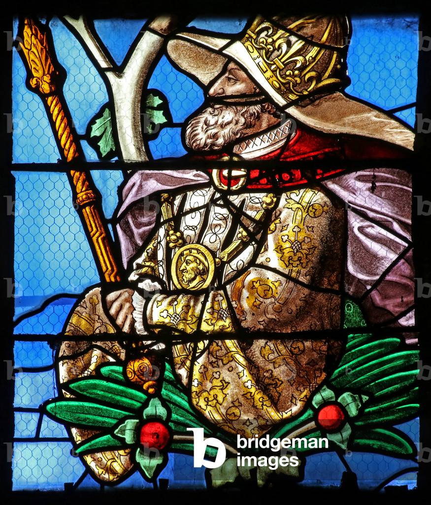 Window depicting the Tree of Jesse  (mostly modern) (stained glass)