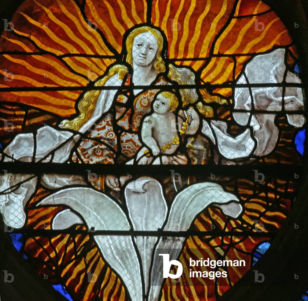 Window w5 depicting the Virgin Mary on the Tree of Jesse (stained glass)