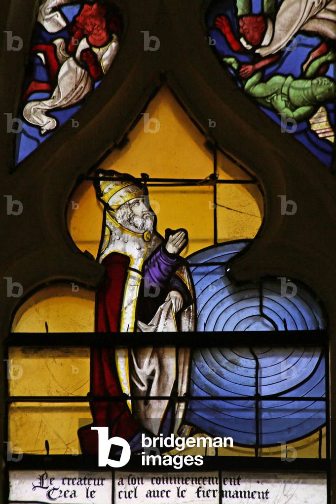 Window depicting God creating the Firmament  (stained glass)