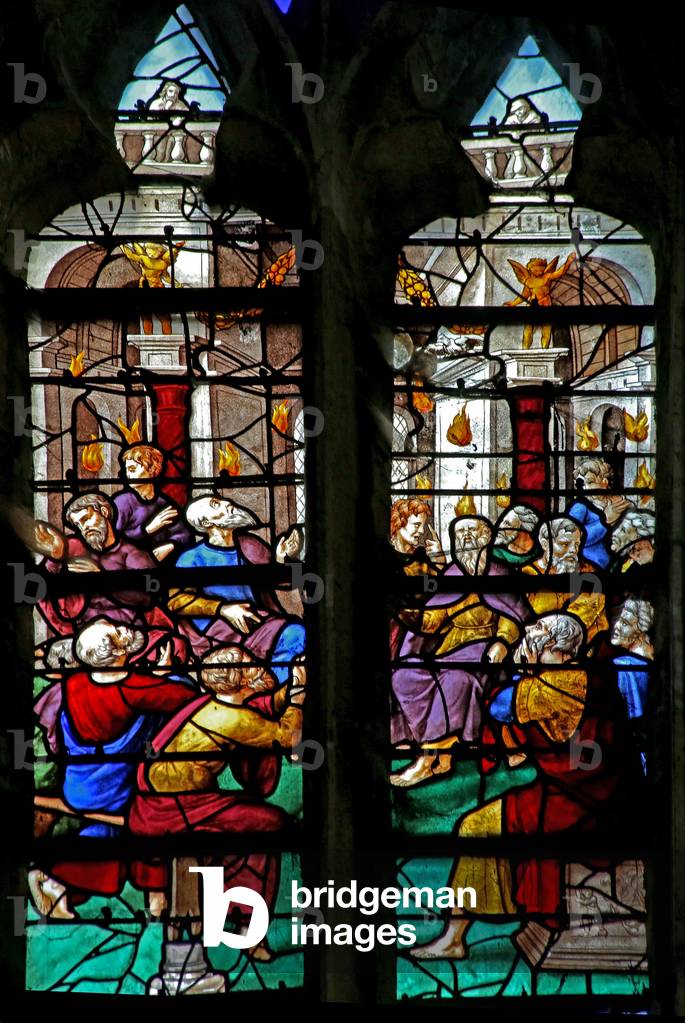 Window w6 depicting Pentecost (stained glass)