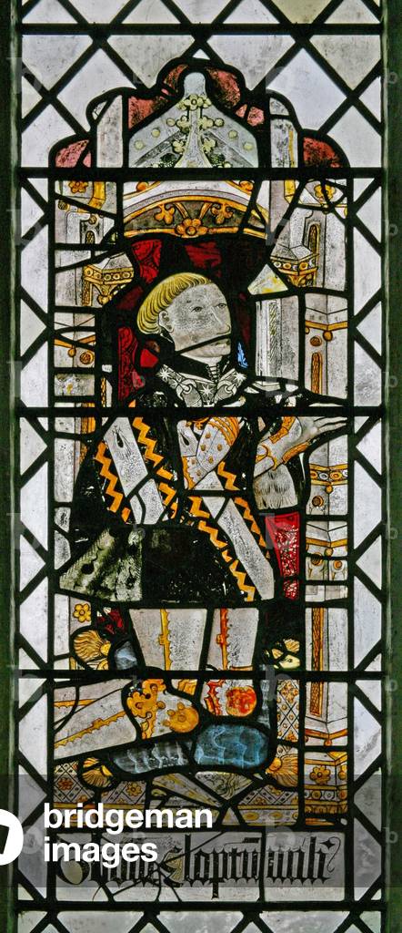 Window w2 depicting a donor - Thomas Clopton (stained glass)