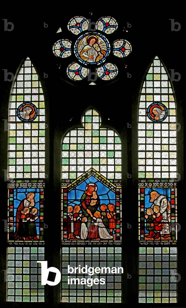 Christ blessing children (stained glass)