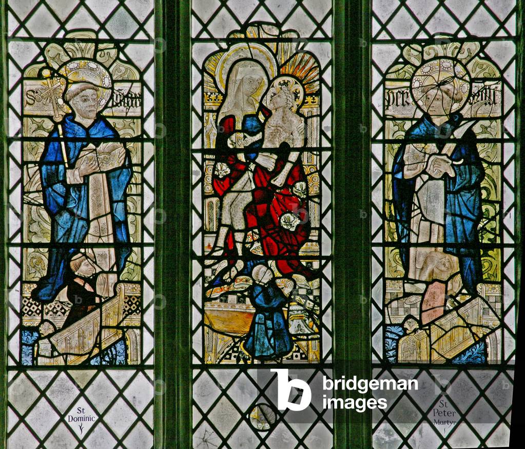 Window w4 depicting the Pieta with St Dominic and St Peter Martyr: small donor figures (stained glass)