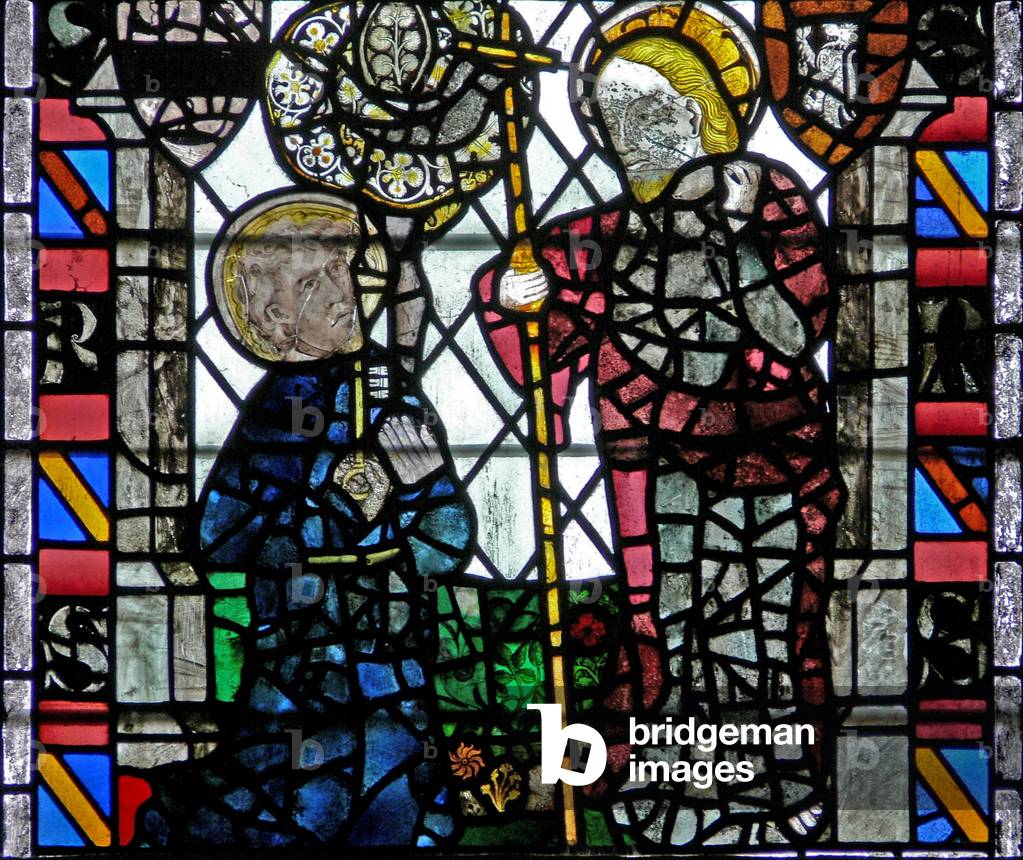 Window w4 depicting a Resurrection scene: the appearance to St Peter (stained glass)