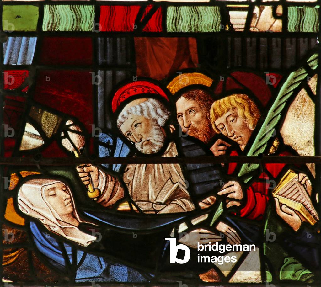Window depicting the Dormition of the Virgin (stained glass)