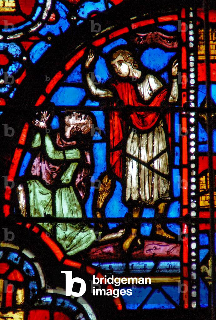 Window w13  Mordecai rents his clothes and puts on sackcloth and ashes Esth IV 1 (stained glass)