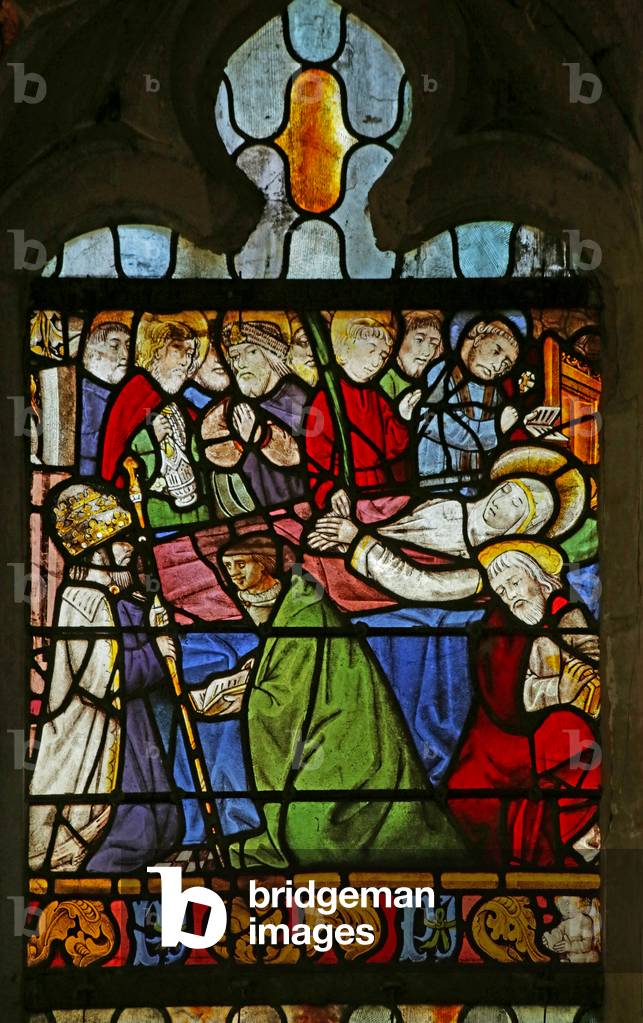 Window depicting the Death of the Virgin (stained glass)