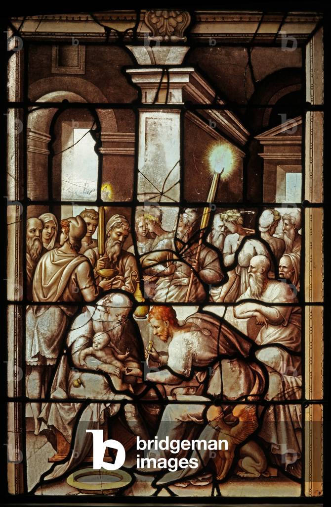 Depicting the Circumcision (stained glass)