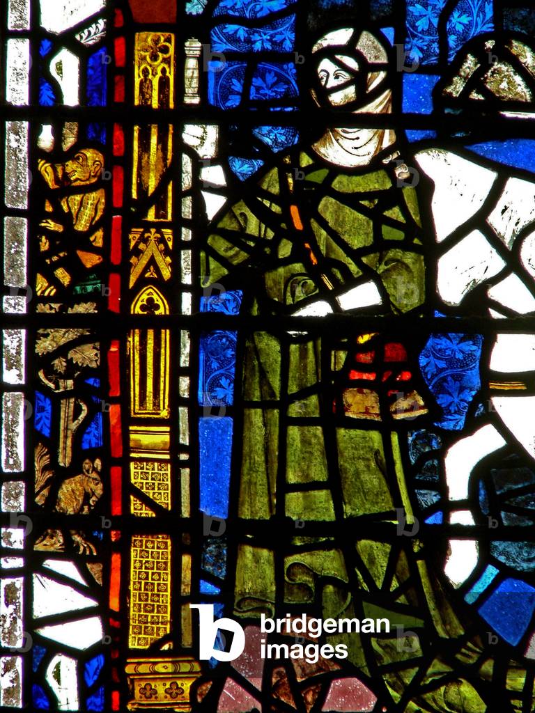Window w40 depicting pilgrim donors (stained glass)