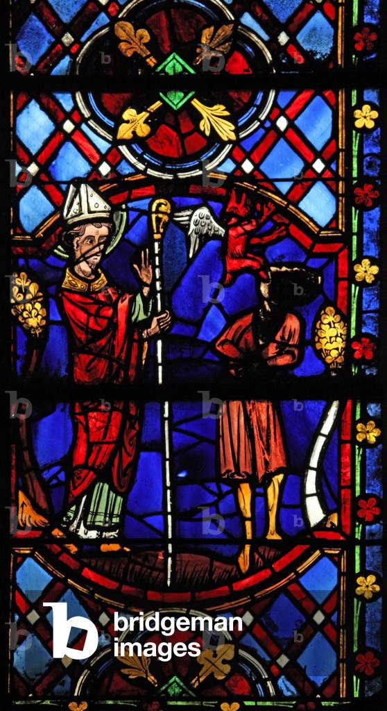 Window w08 depicting St Martin exorcises a devil (stained glass)